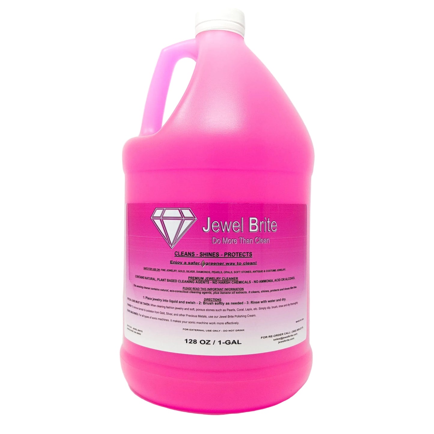 jewelry cleaner for all jewelry including pearls and opals, no ammonia, acid or alcohol. Biodegradable, non-toxic, great for ultrasonic machines