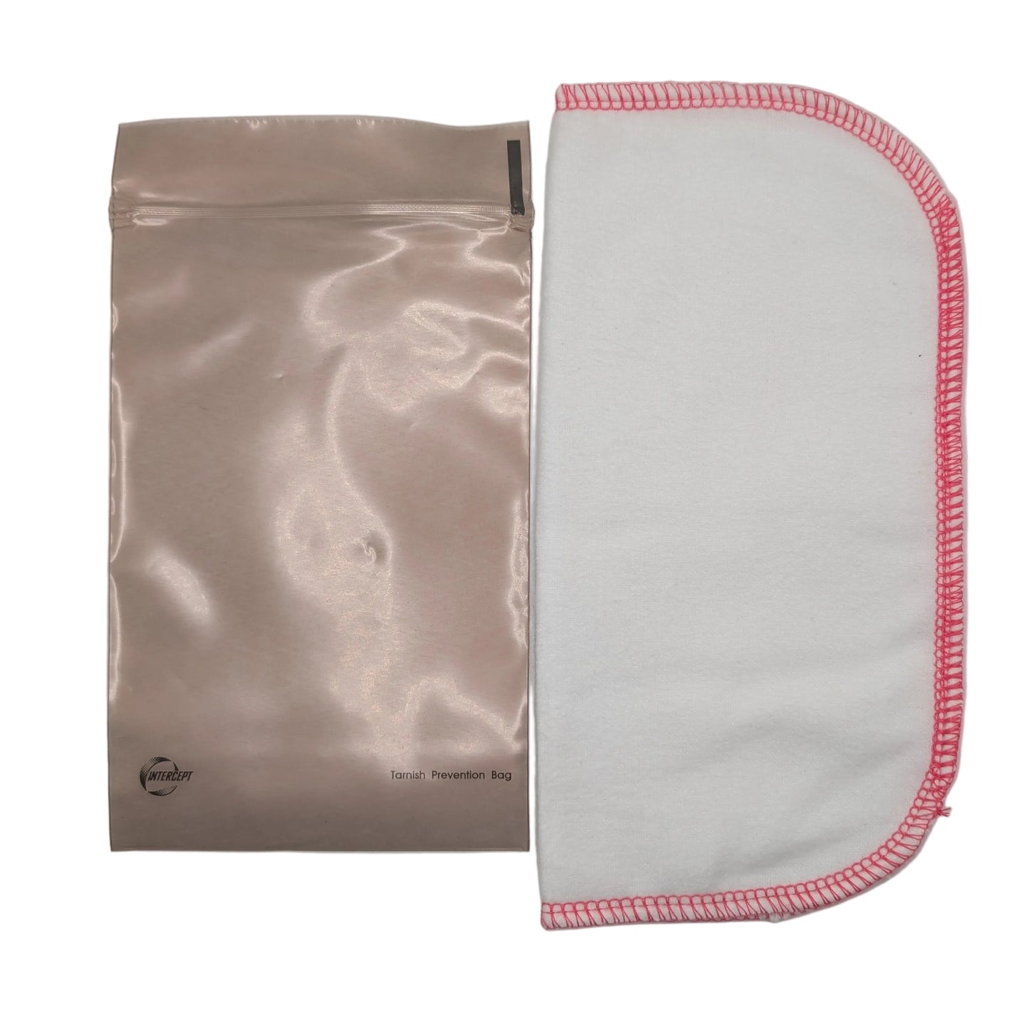 reusable flannel polishing cloth and intercept tarnish prevention storage bag