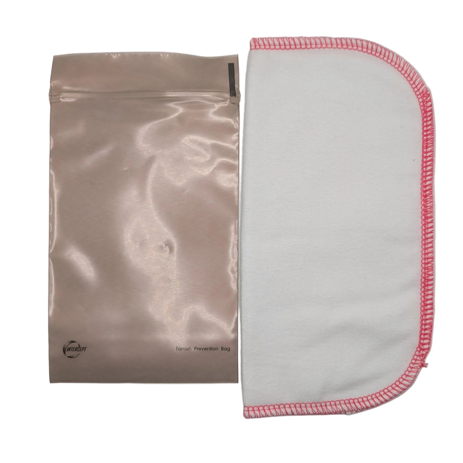 reusable flannel polishing cloth and intercept tarnish prevention storage bag