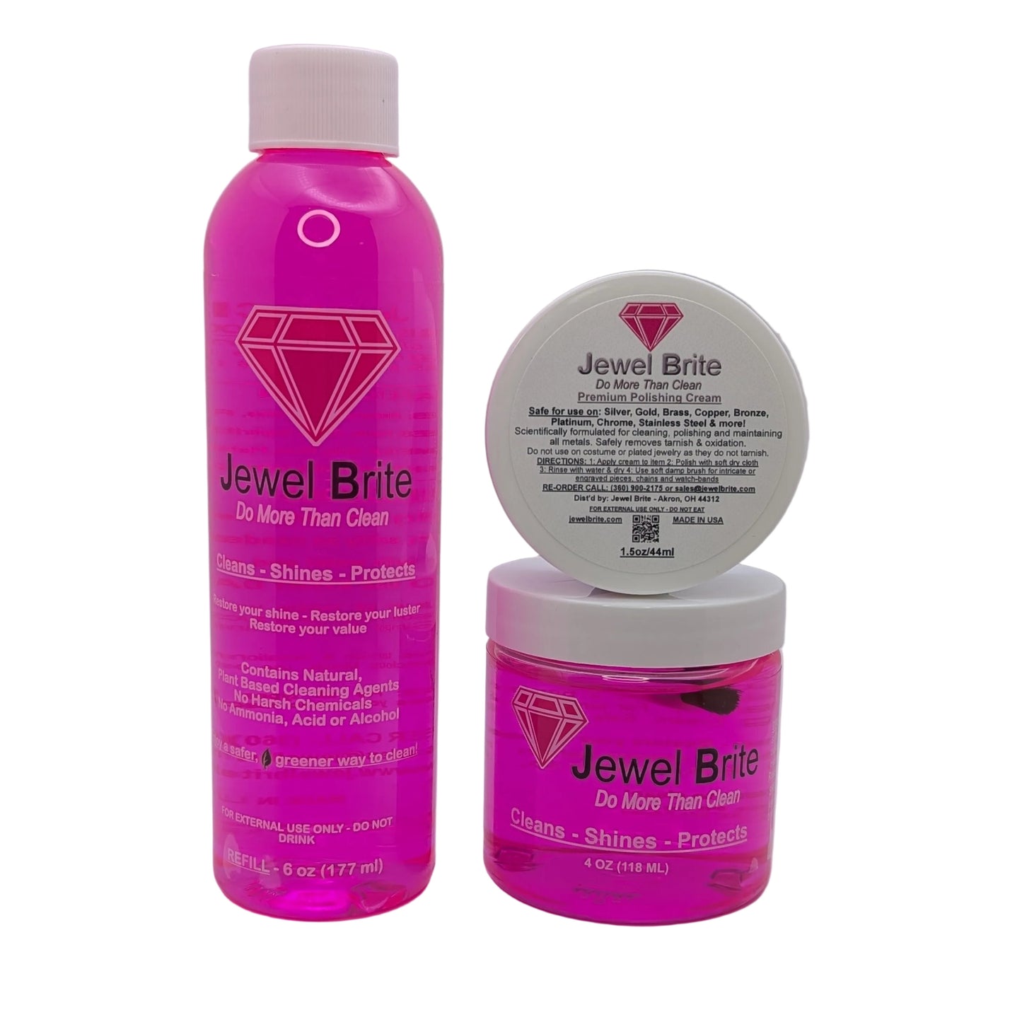 jewelry cleaning solution and silver gold polish cream metal polishing compound biodegradable with refill bottle