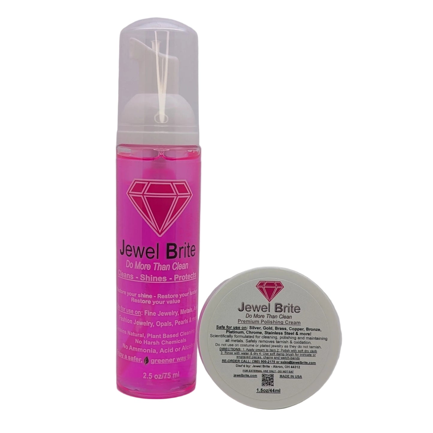 jewelry cleaning solution and silver gold polish cream metal polishing compound biodegradable travel kit with foaming solution dispenser